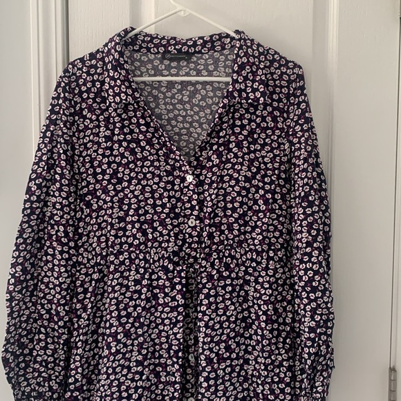 Pretty Garden‎ buttons up tie waist Floral navy white Dress size X-LARGE viscose - Picture 3 of 13